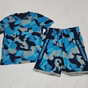 Russell Kid Set Top & Short Pants. Blue Ans Black, Size XL (14-16)